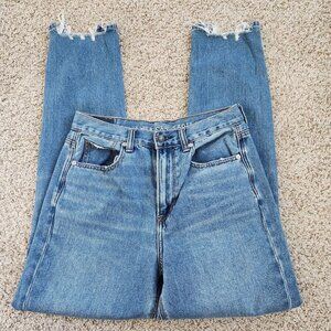 American Eagle Outfitters Mom Jean Light Wash Blue Distressed